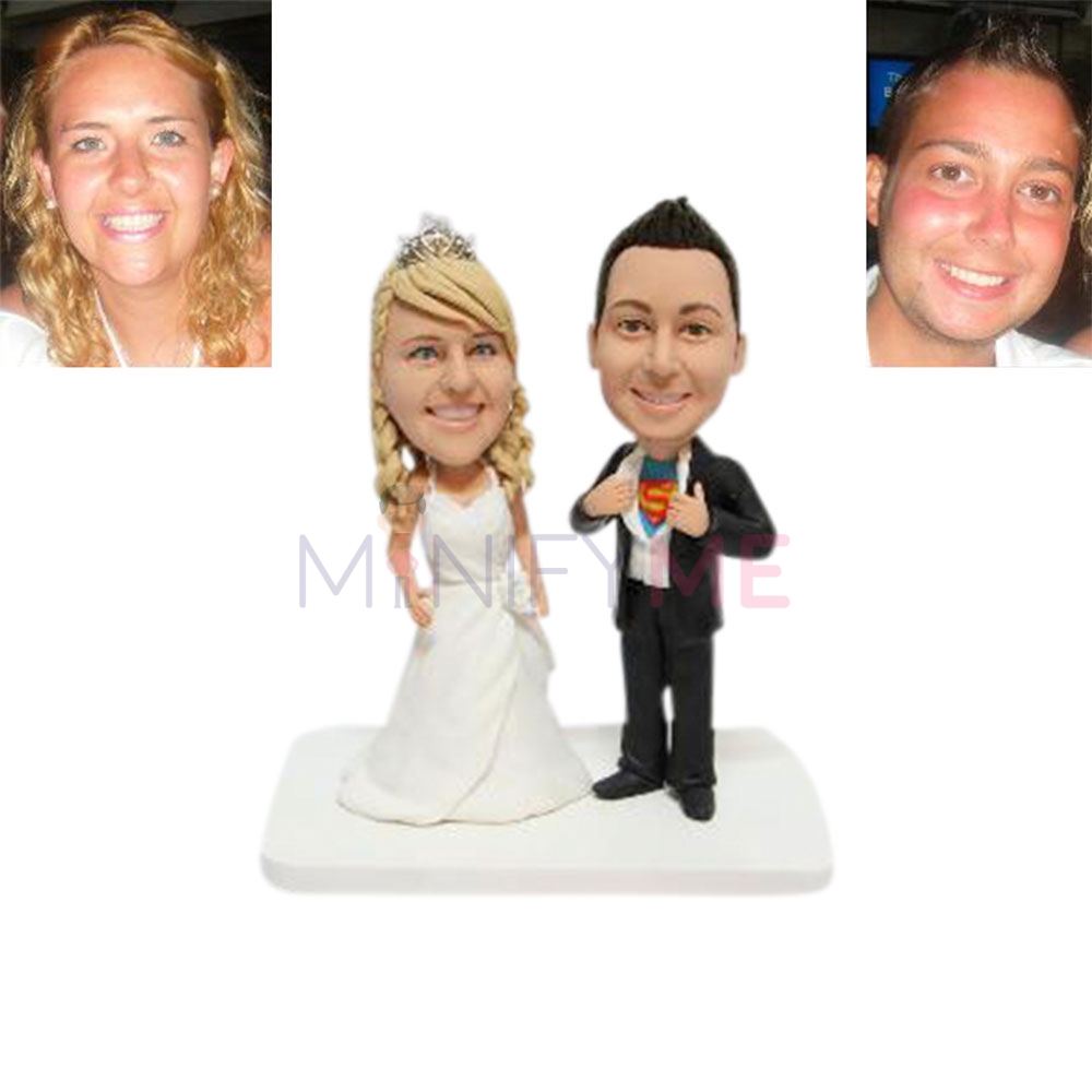 Bride and Superman Wedding Cake Topper
