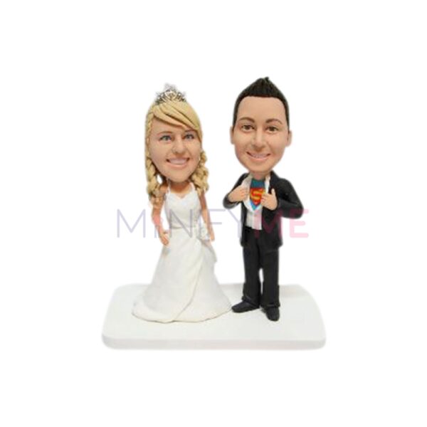 Bride and Superman Wedding Cake Topper